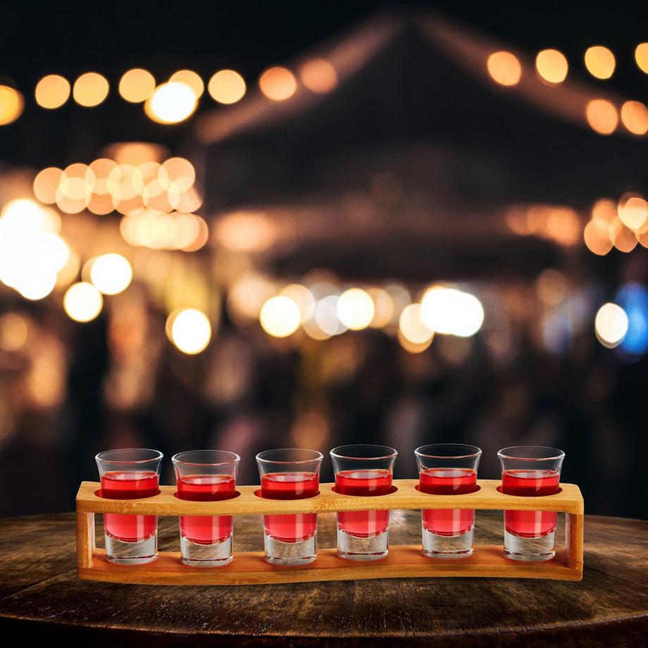 Northix Geisterkarte aus Bambus mit 6 Gläsern  