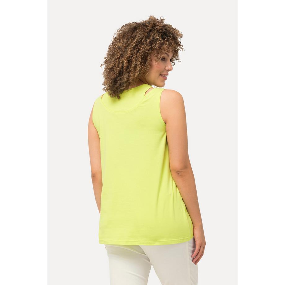 Ulla Popken Top Scollo Rotondo Senza Maniche Effetto 2-in-1  