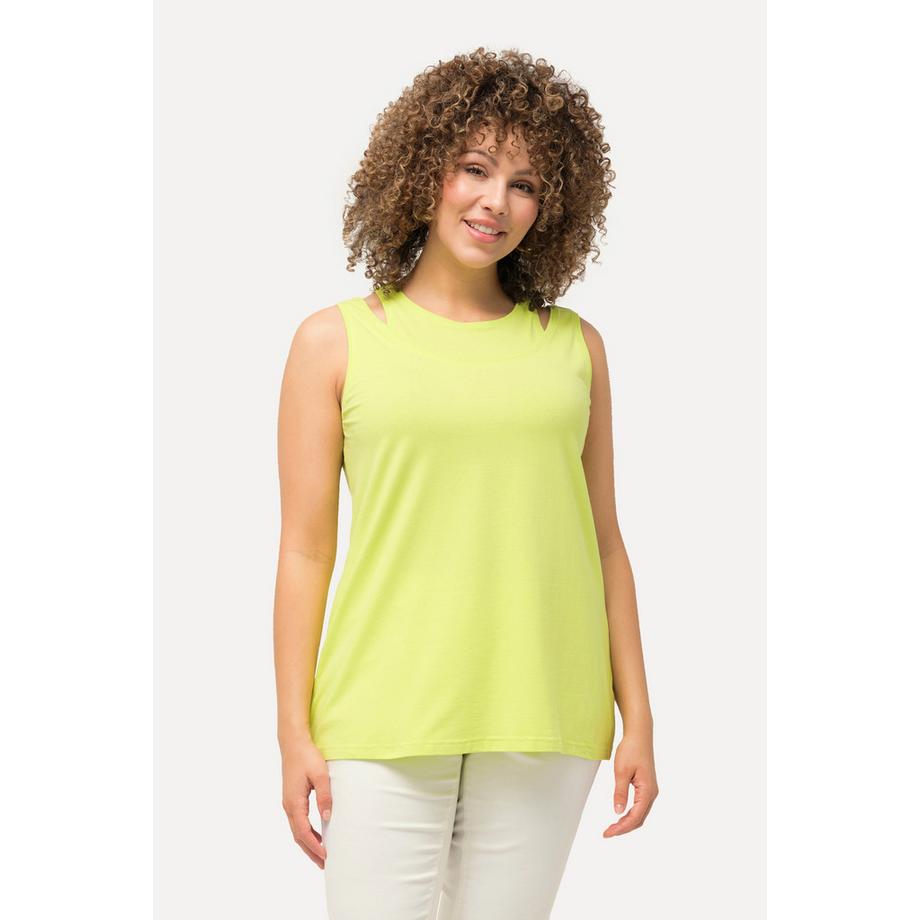 Ulla Popken Top Scollo Rotondo Senza Maniche Effetto 2-in-1  