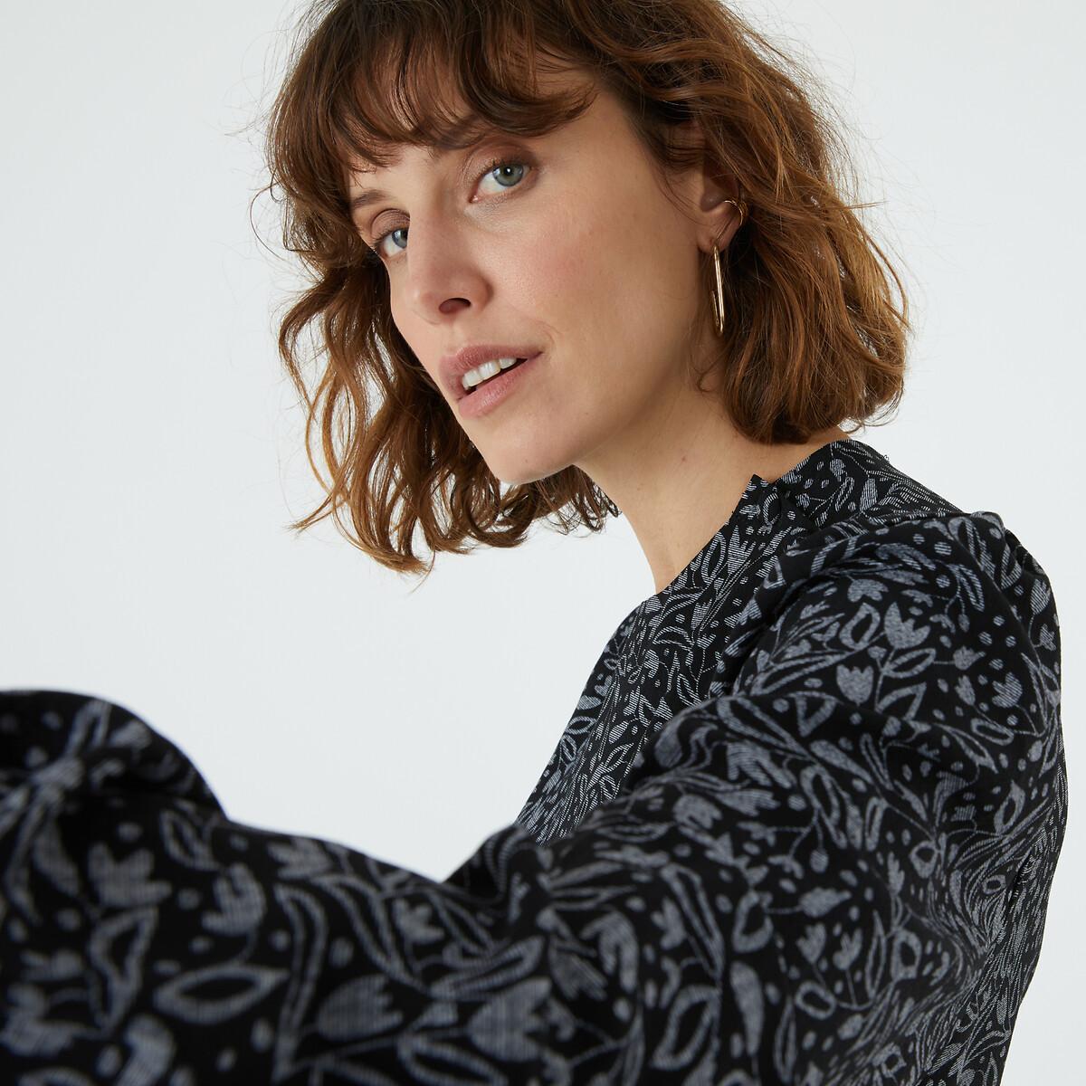 Image of Langärmelige Bluse Mit Rundem Ausschnitt Damen Schwarz 32