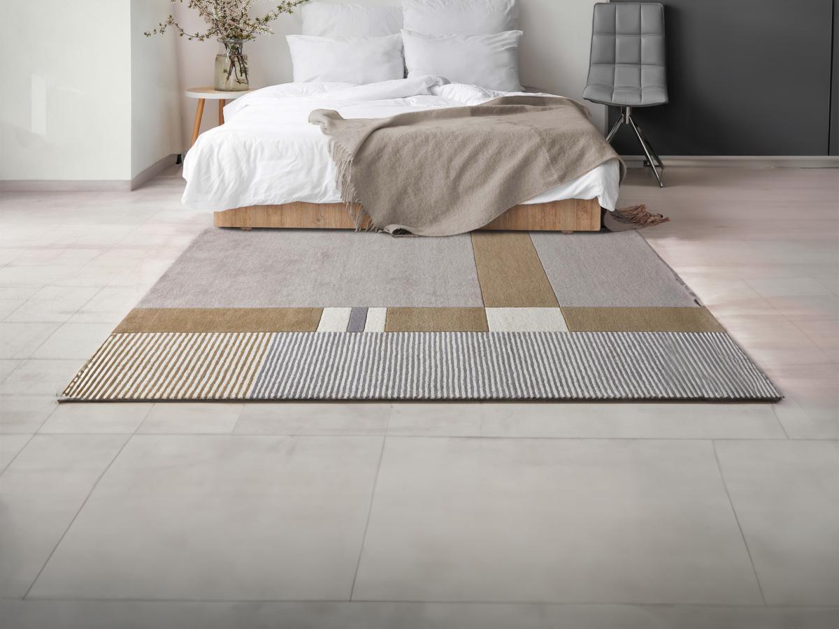 Vente-unique  Tappeto 200 x 290 cm 100% Lana di artigianato 2200 g/m2 Grigio e Marrone - NOURIA 