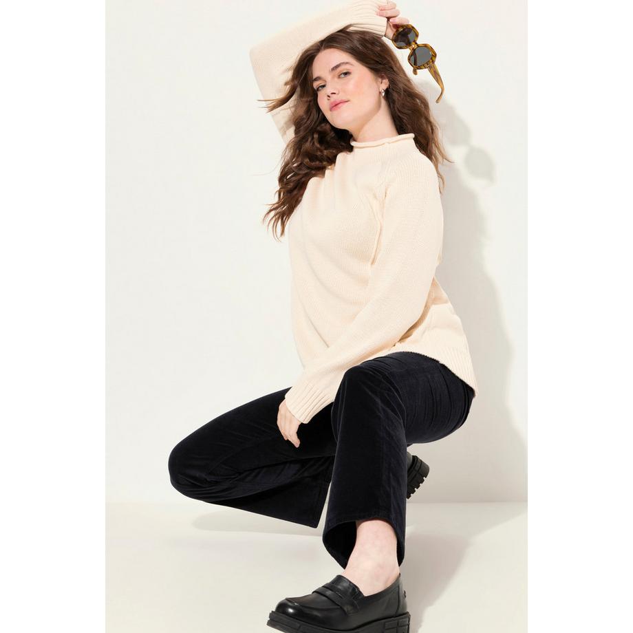 Ulla Popken Pullover Cuciture Decorative Collo Alto Maniche Lunghe  