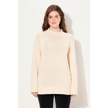 Ulla Popken  Pullover, Ziernähte, Stehkragen, Langarm, Biobaumwolle 