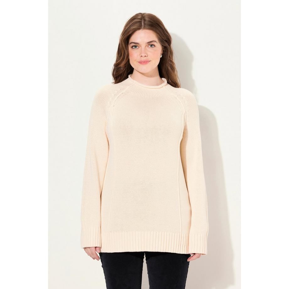 Ulla Popken Pullover Cuciture Decorative Collo Alto Maniche Lunghe  