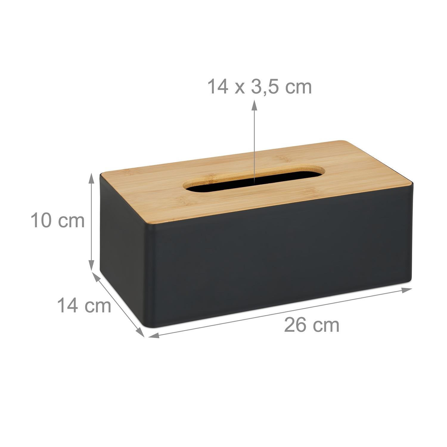 B2X Schwarze Taschentuchbox mit Bambusdeckel  