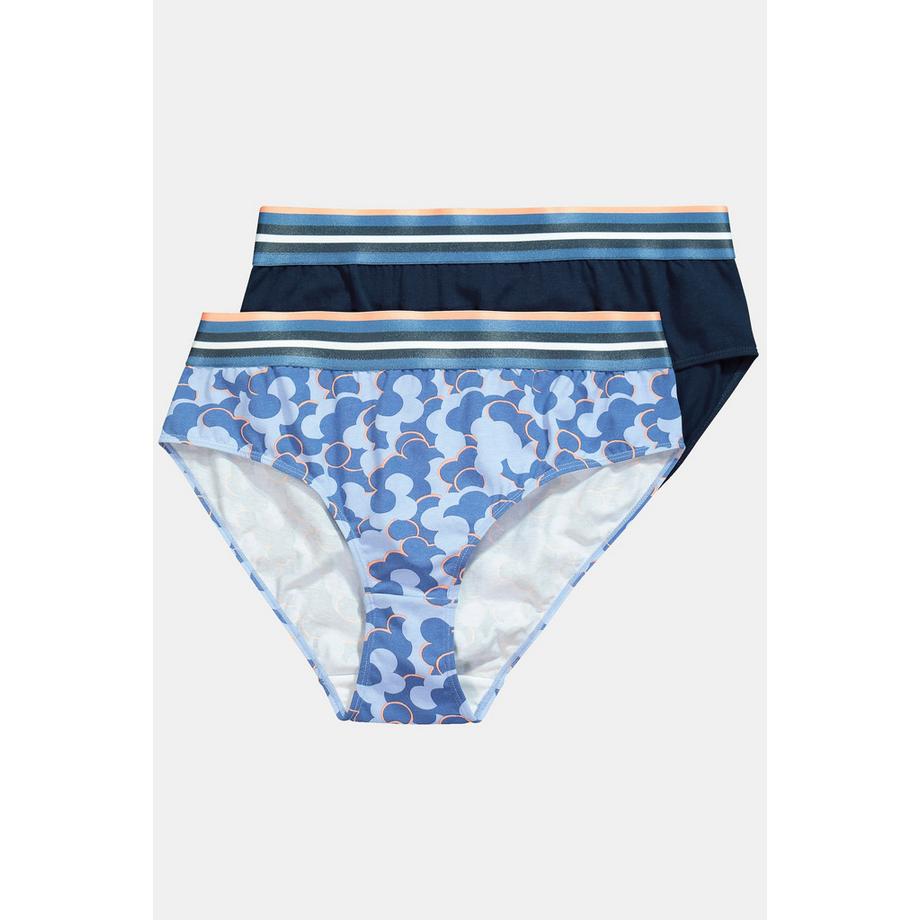 Ulla Popken Slip Midi Confezione Doppia Jersey a Costine Fantasia Tinta Unita  