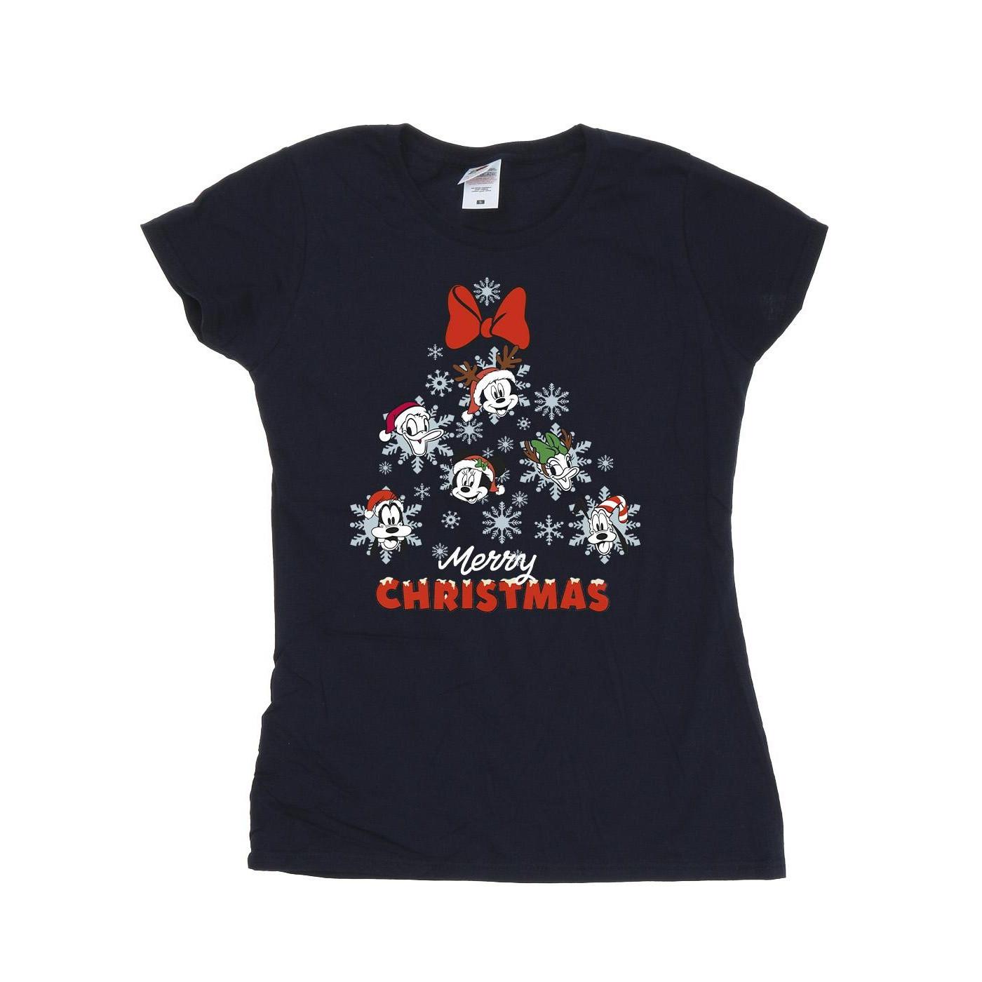 Image of Mickey Mouse And Friends Christmas Tree Tshirt Damen Marine L