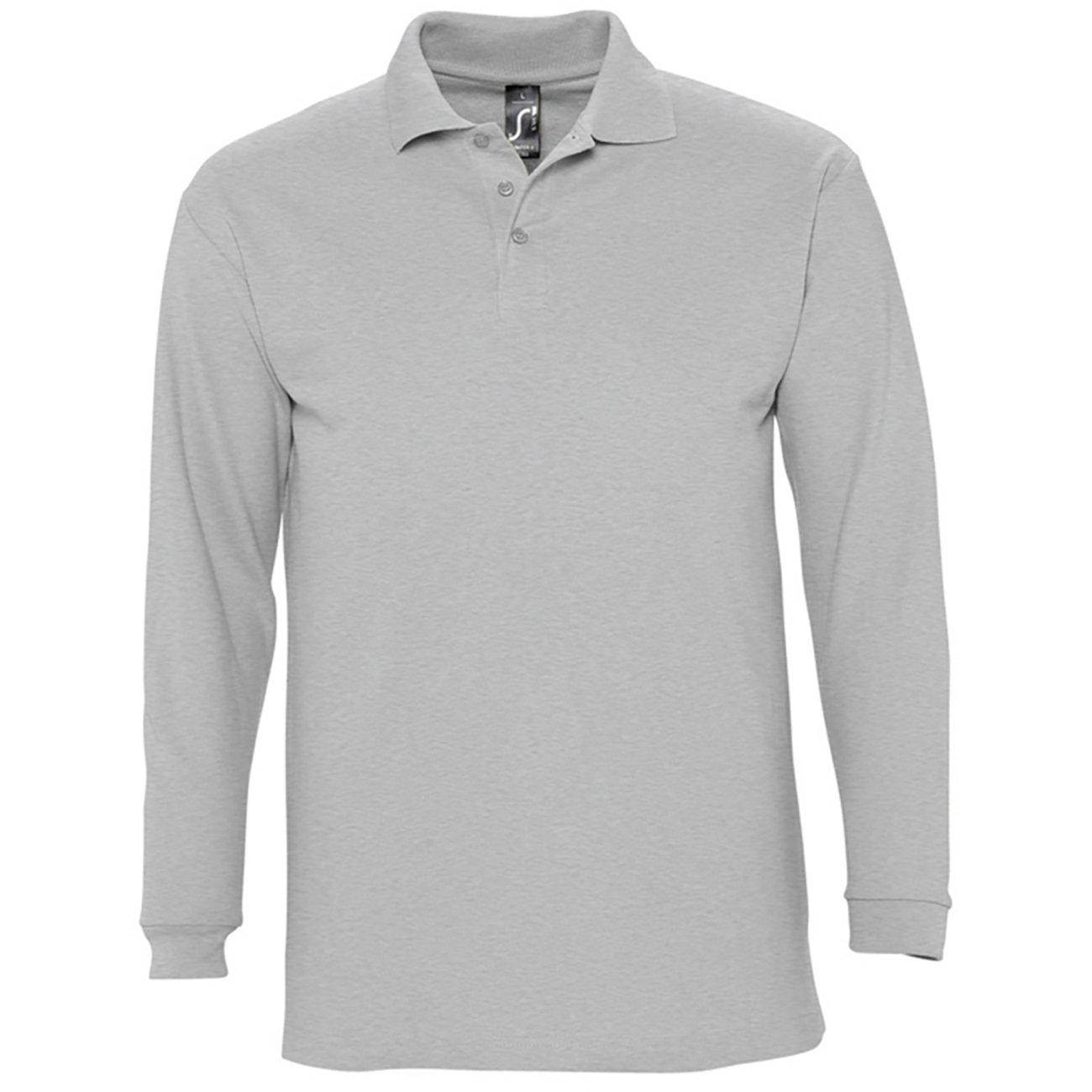 Image of Winter Ii Pique Langarmshirt Poloshirt, Langarm Herren Taubengrau M