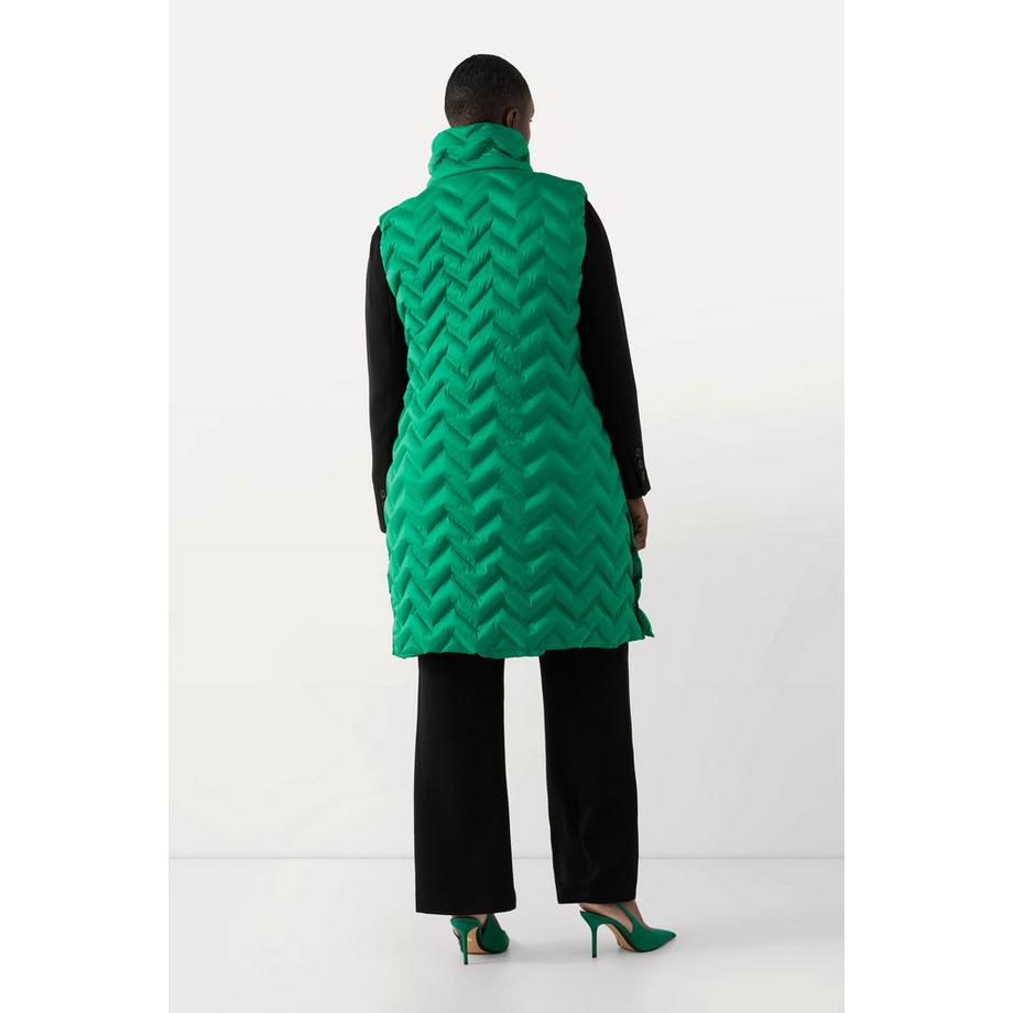 Ulla Popken Longue Veste Matelassée Col Montant Coupe A Sans Manches  