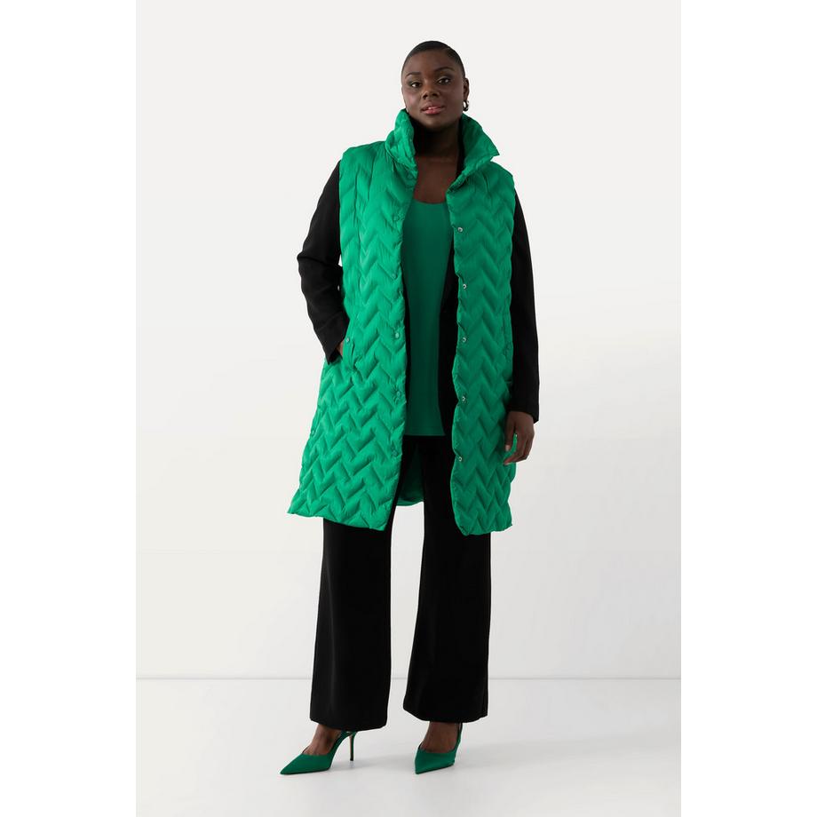 Ulla Popken Longue Veste Matelassée Col Montant Coupe A Sans Manches  