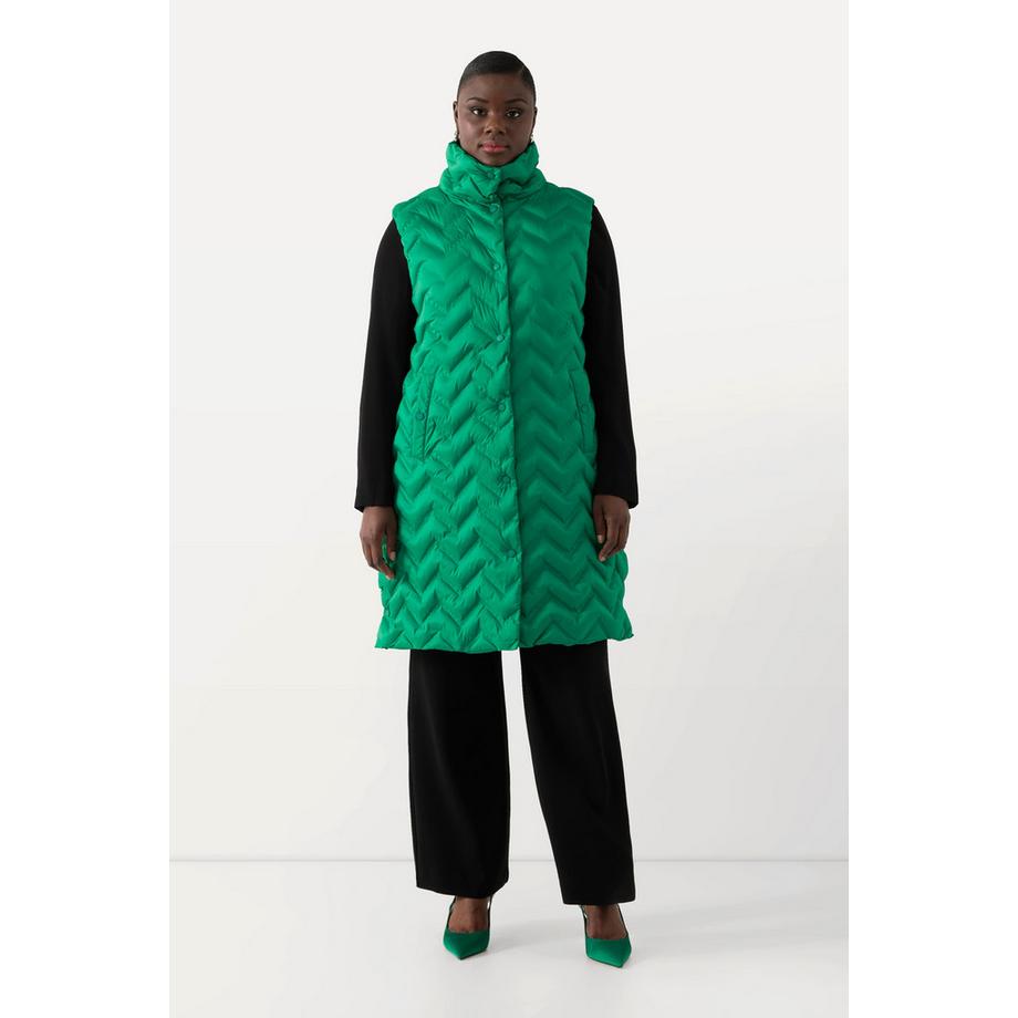 Ulla Popken Longue Veste Matelassée Col Montant Coupe A Sans Manches  