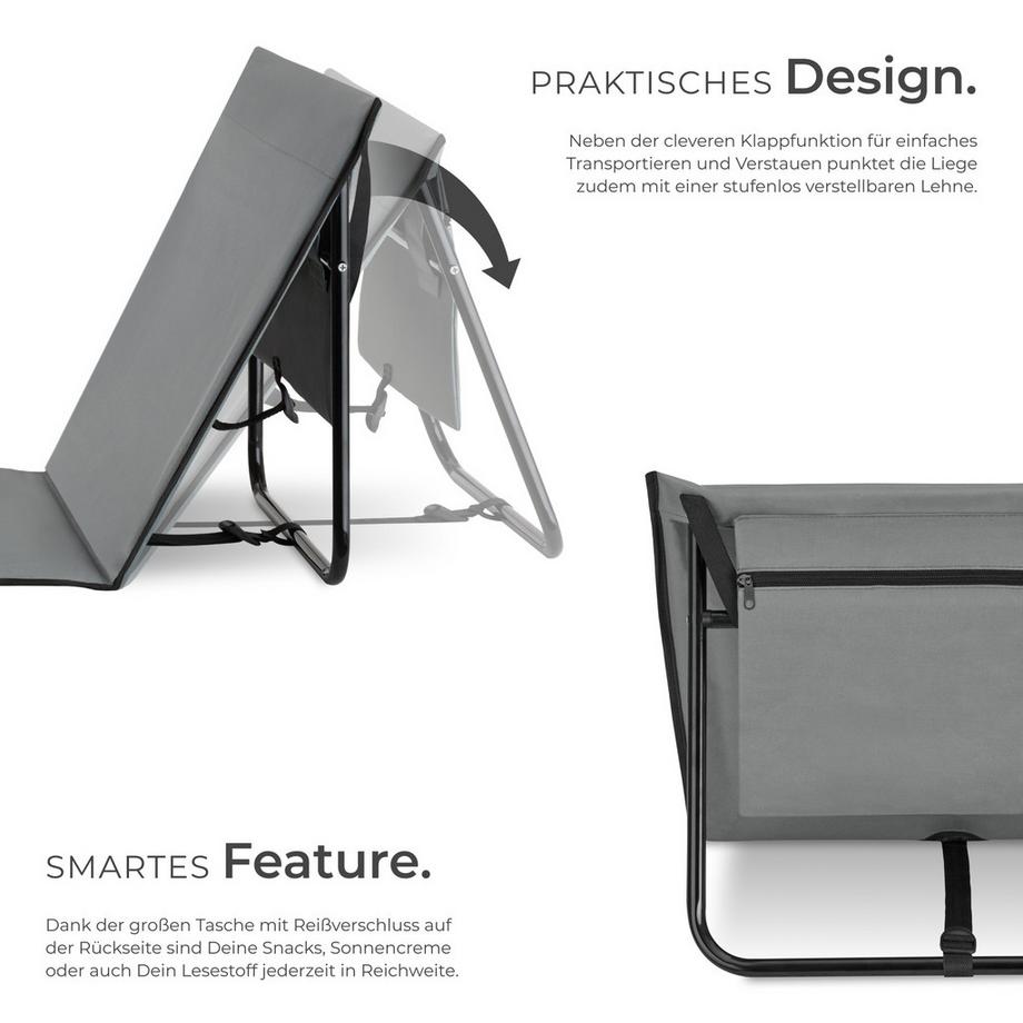 Tectake  Set di 2 stuoie da mare Mina Schienale a regolazione continua 