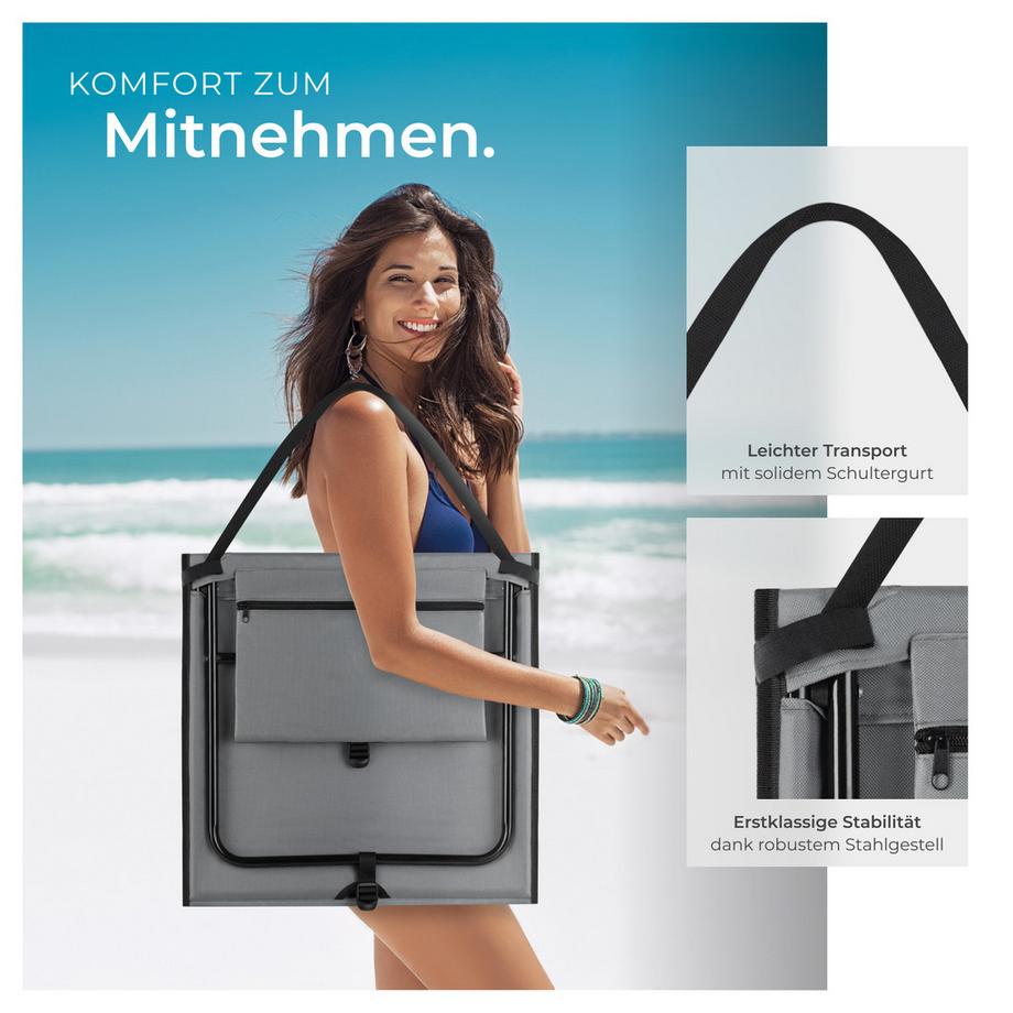 Tectake  Set di 2 stuoie da mare Mina Schienale a regolazione continua 