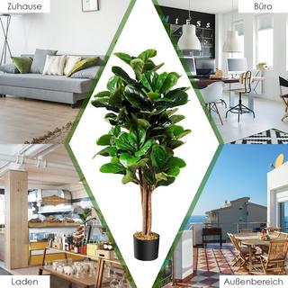 B2X 120 cm Künstlicher Feigenbaum Kunstpflanze Deko mit Blumentopf  