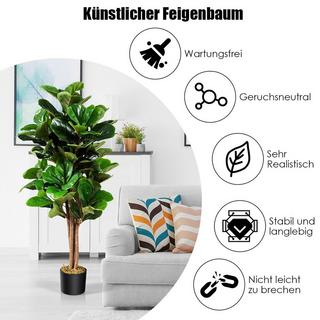 B2X 120 cm Künstlicher Feigenbaum Kunstpflanze Deko mit Blumentopf  