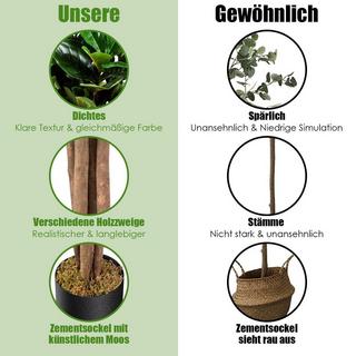 B2X 120 cm Künstlicher Feigenbaum Kunstpflanze Deko mit Blumentopf  