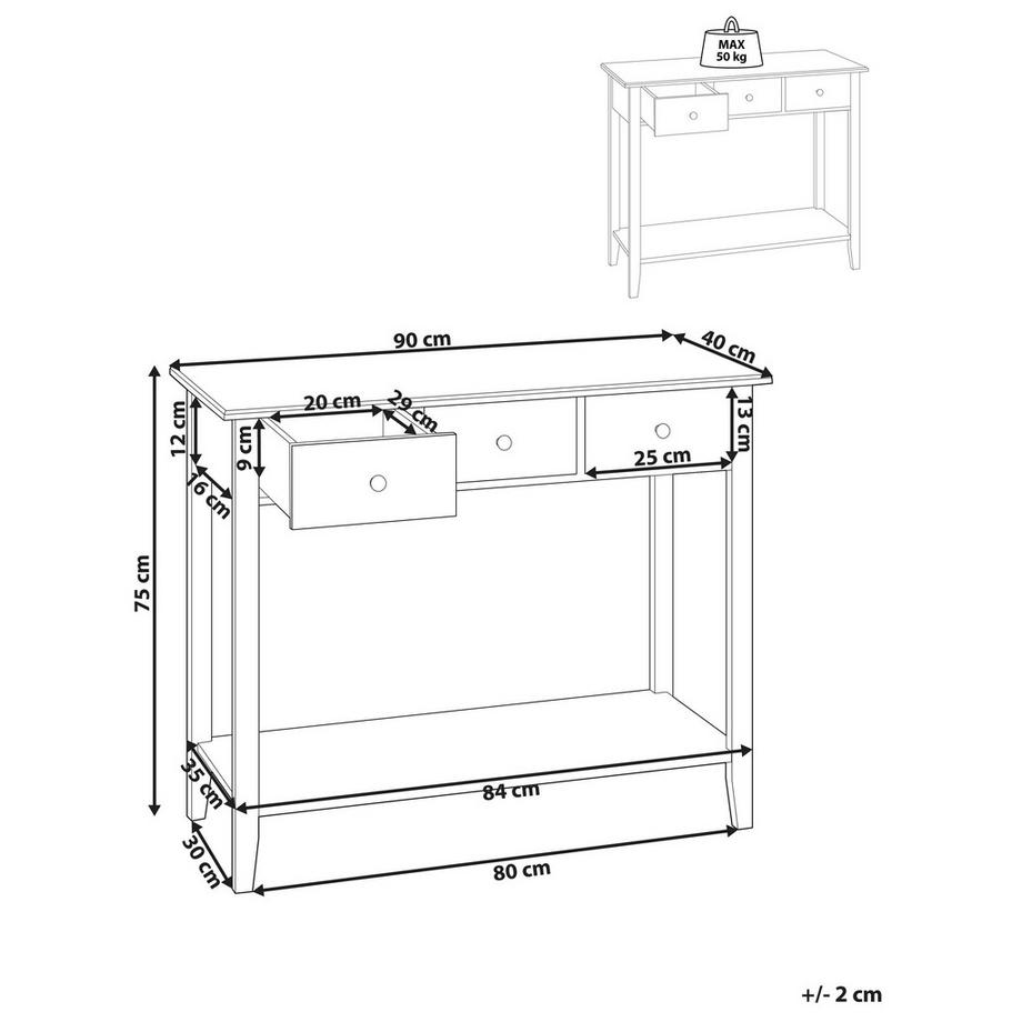 Beliani Konsolentisch aus MDF-Platte Minimalistisch GALVA  