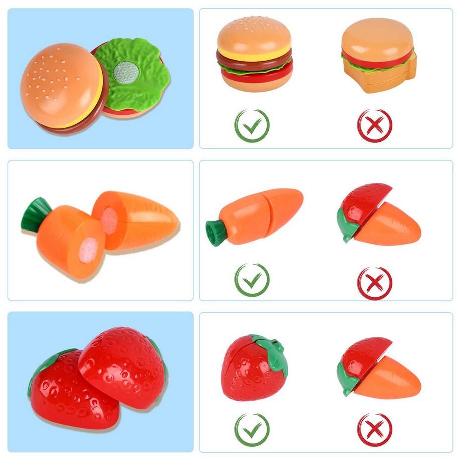 Activity-board  Kinder Küche Zubehör, 47PCS Küche Spielzeug Set Küche Zubehör Kinder Obst Gemüse Lebensmittel Küche Rolle spielen Kochgeschirr Töpfe und Pfannen 