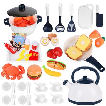 Accessoires de cuisine pour enfants, 47 pièces ensemble de jouets de cuisine accessoires de cuisine enfants fruits légumes nourriture cuisine jeu de rôle ustensiles de cuisine casseroles et poêles