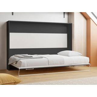 Vente-unique Letto estraibile 140 x 200 cm Apertura orizzontale manuale Antracite e Naturale + Materasso  - MALINA II  