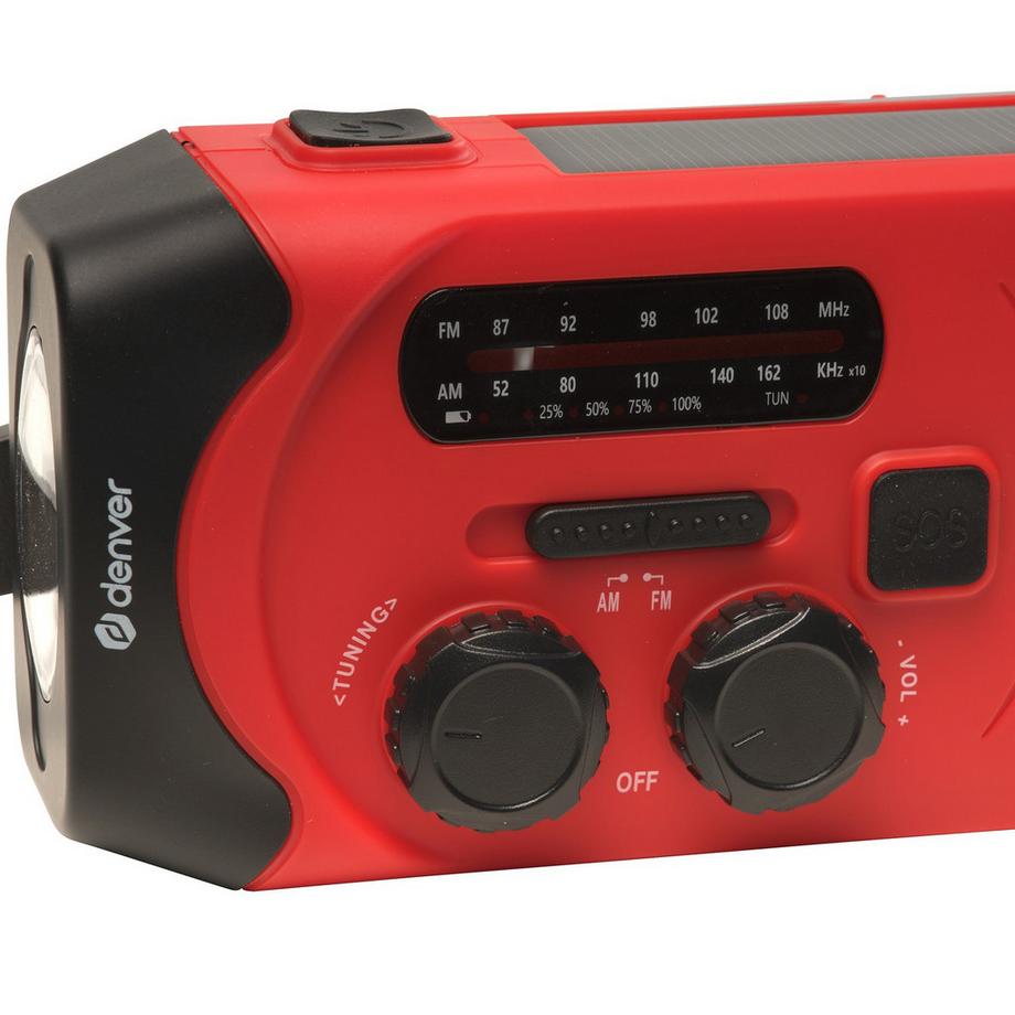 DENVER  Radio à manivelle avec chargement solaire 