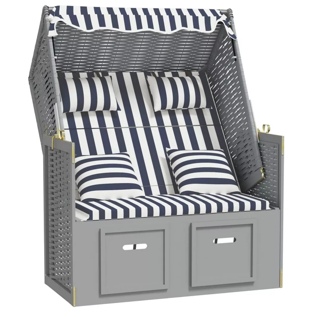 VidaXL - Strandkorb poly-rattan, One Size, Blau