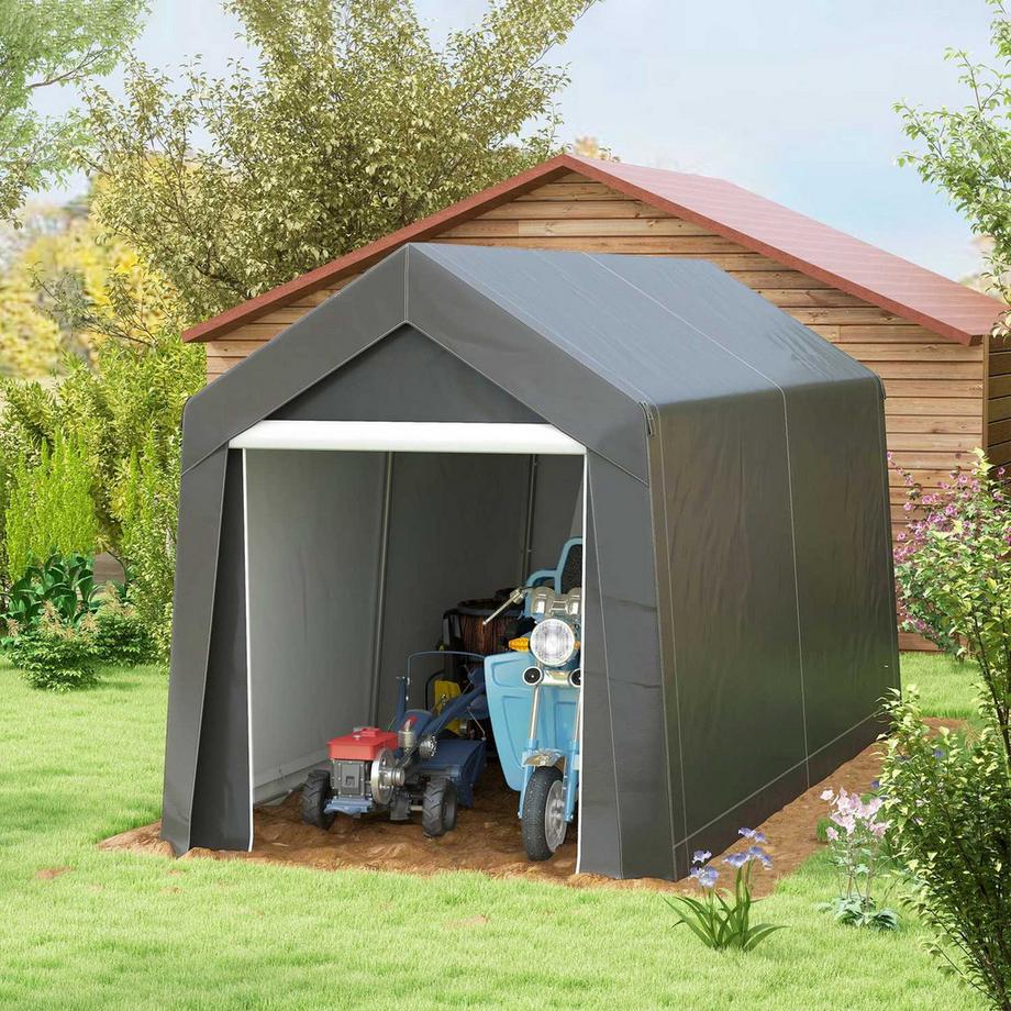 Northio  Tenda garage, tenda magazzino 2,1 x 3,6 x 2,35 m con protezione UV, porta con cerniera, pellicola idrorepellente garage per moto, attrezzi da giardino, grigio scuro 