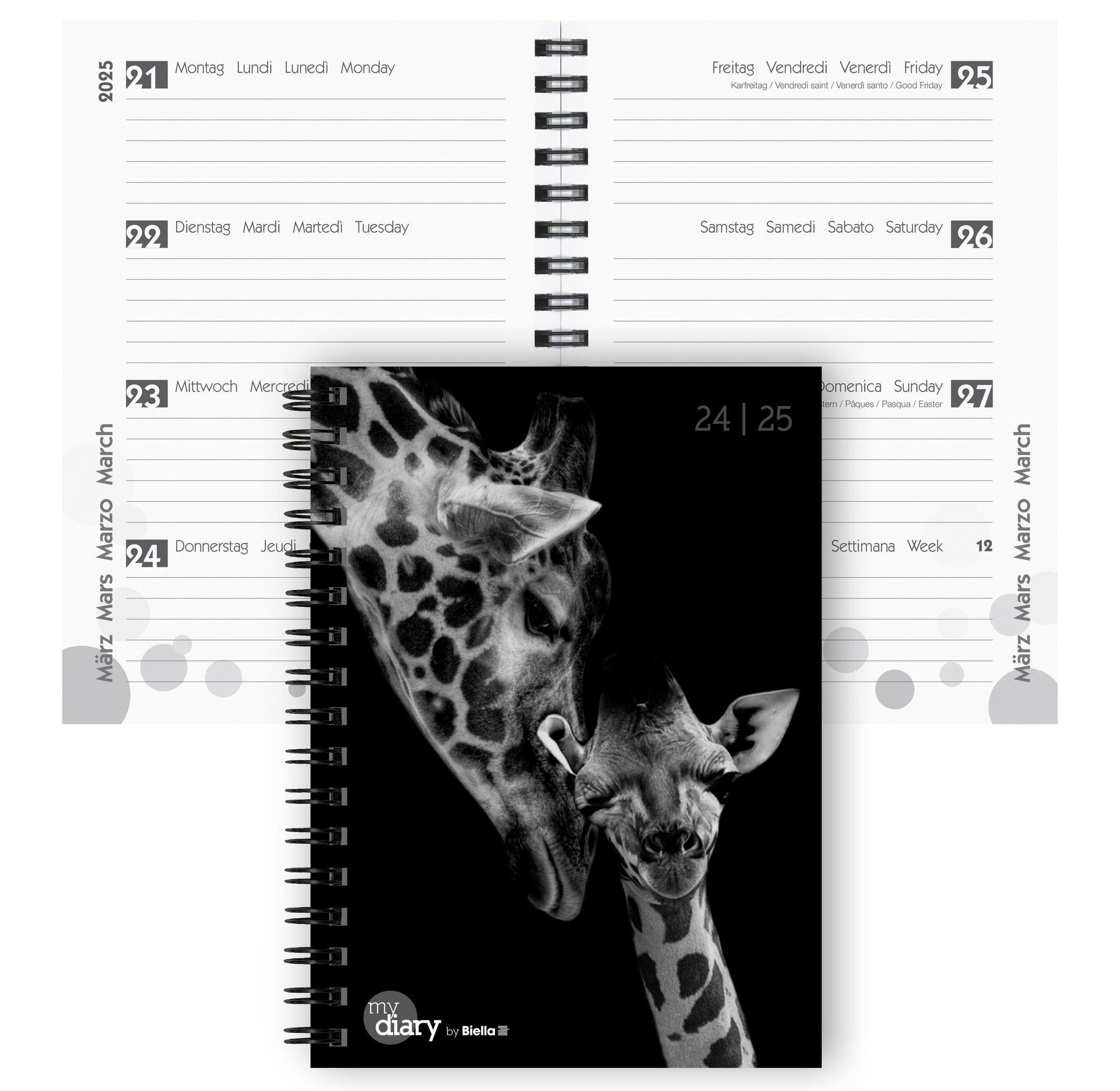 Biella Agenda scolaire mydiary Wire-O 3½ jours par page, Animal - Multicolores  