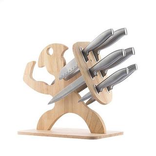 InnovaGoods Set coltelli spartani con supporto in legno  