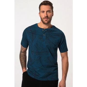 Maglia serafino JP1880, scollo a girocollo e abbottonatura, disponibile fino alla tg. 8XL verde blu