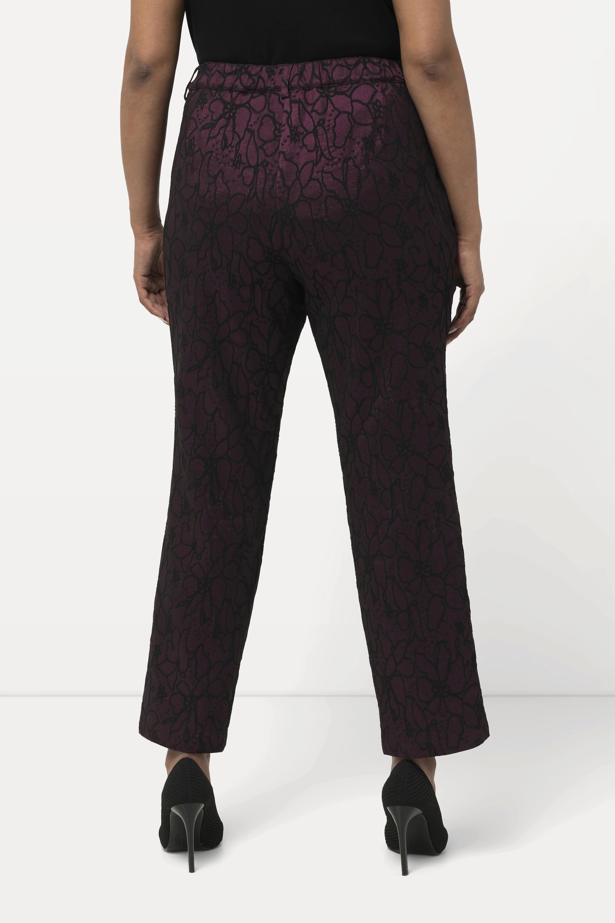 Ulla Popken  Pantalon jacquard ajusté à motif floral 