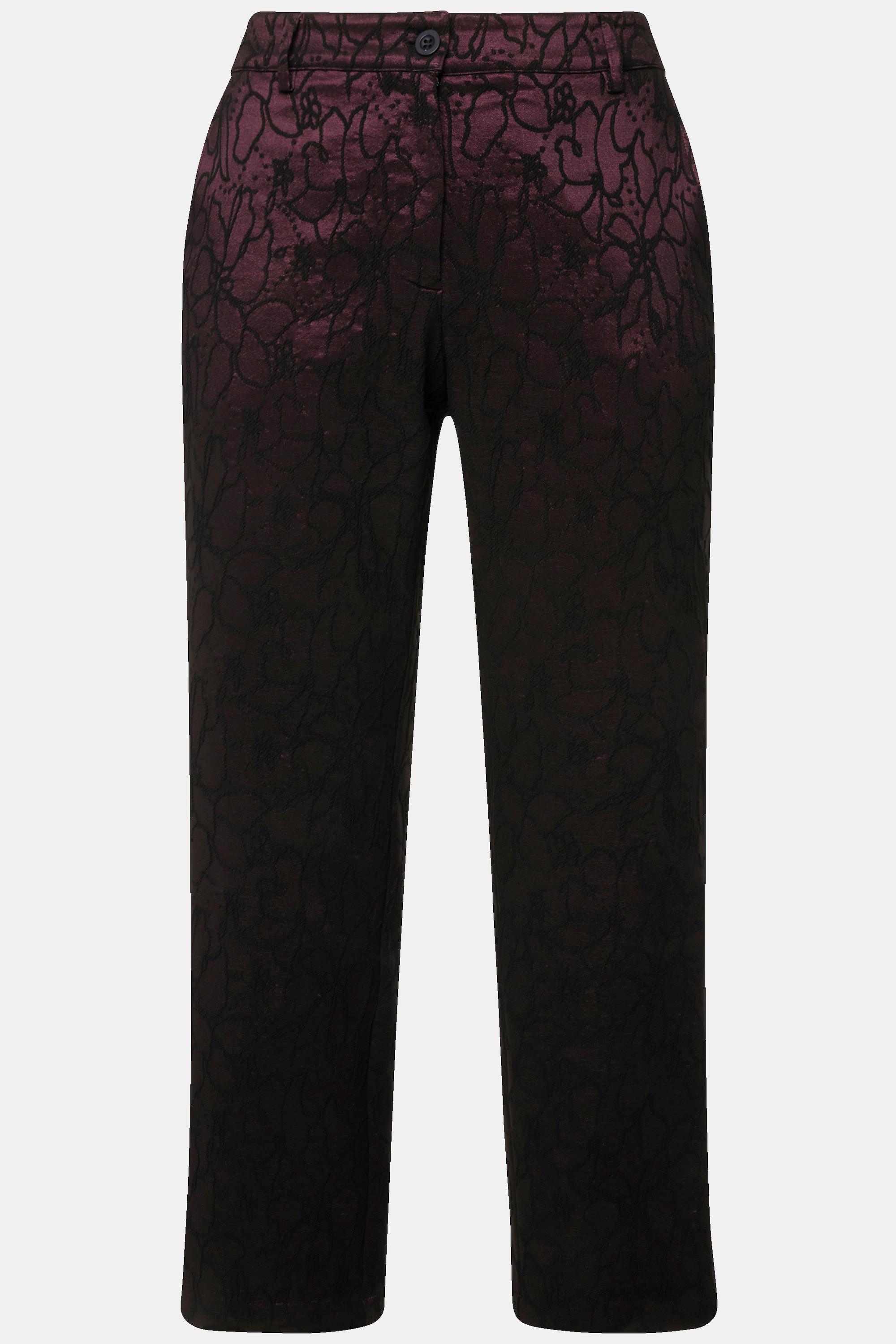 Ulla Popken  Pantalon jacquard ajusté à motif floral 