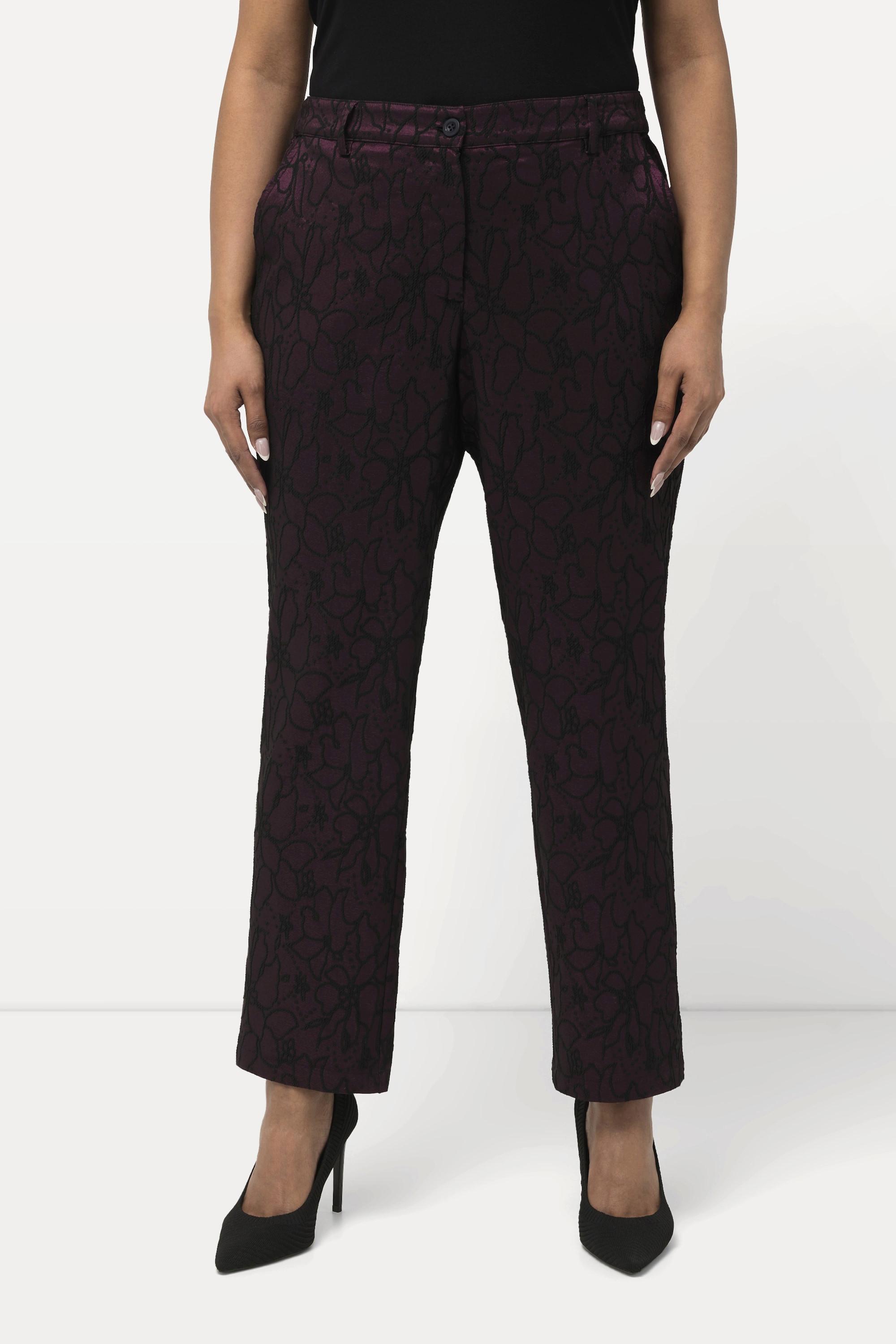 Ulla Popken  Pantalon jacquard ajusté à motif floral 