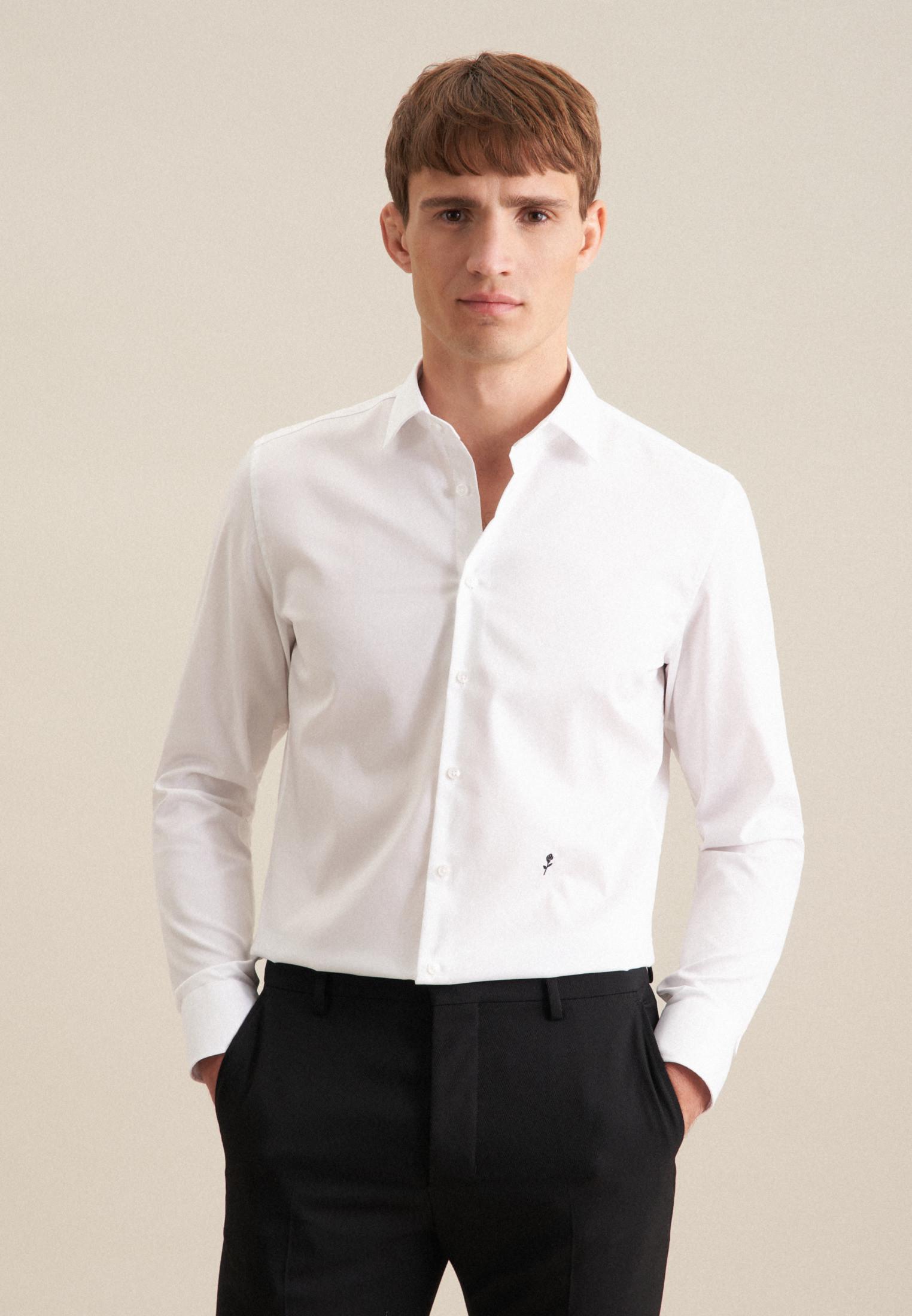Image of Business Hemd Slim Fit Langarm Uni Herren Weiss 38