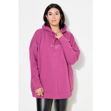 Maglia dal taglio oversize con cappuccio, scritta ricamata e maniche lunghe