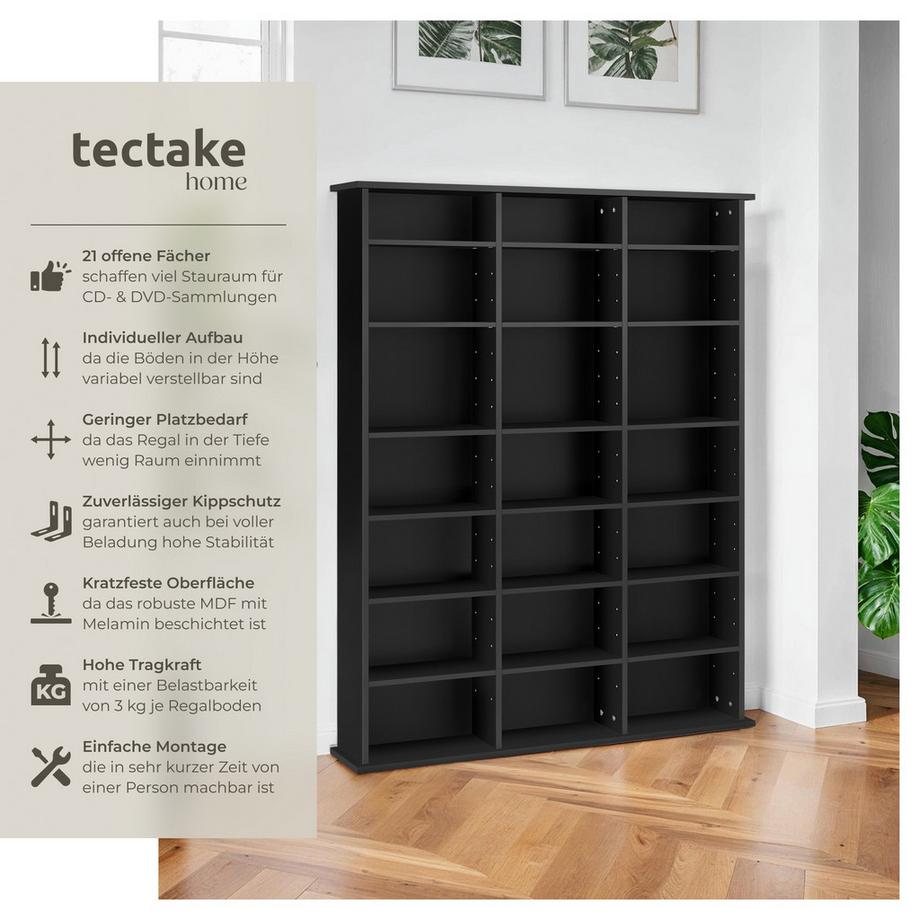 Tectake Scaffale per CD e DVD Stevie effetto legno  