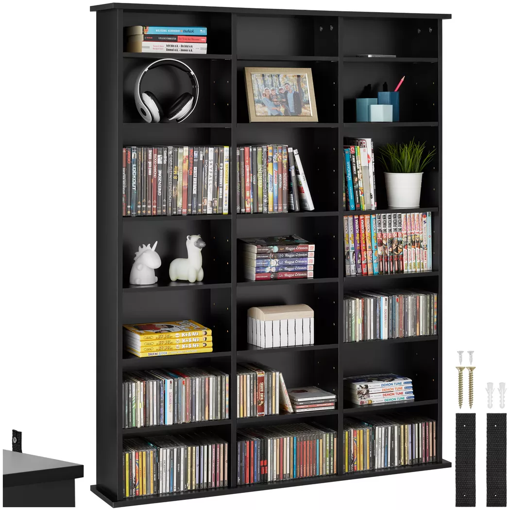 Tectake - tagère dvd cd aspect bois pour jusqu'à 840