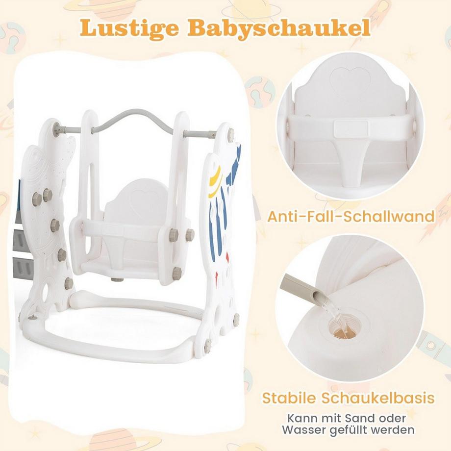 Northix  Balançoire enfant avec toboggan Balançoire & toboggan 4 en 1 & panier de basket & échelle 185 x 150 x 92 cm 