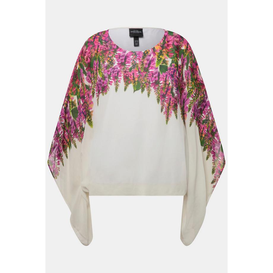 Ulla Popken Blusa doppio strato fiori scollo rotondo mezze maniche  