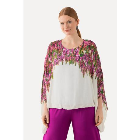 Ulla Popken  Blouse doublée, imprimé floral. Décolleté rond et manches courtes. 