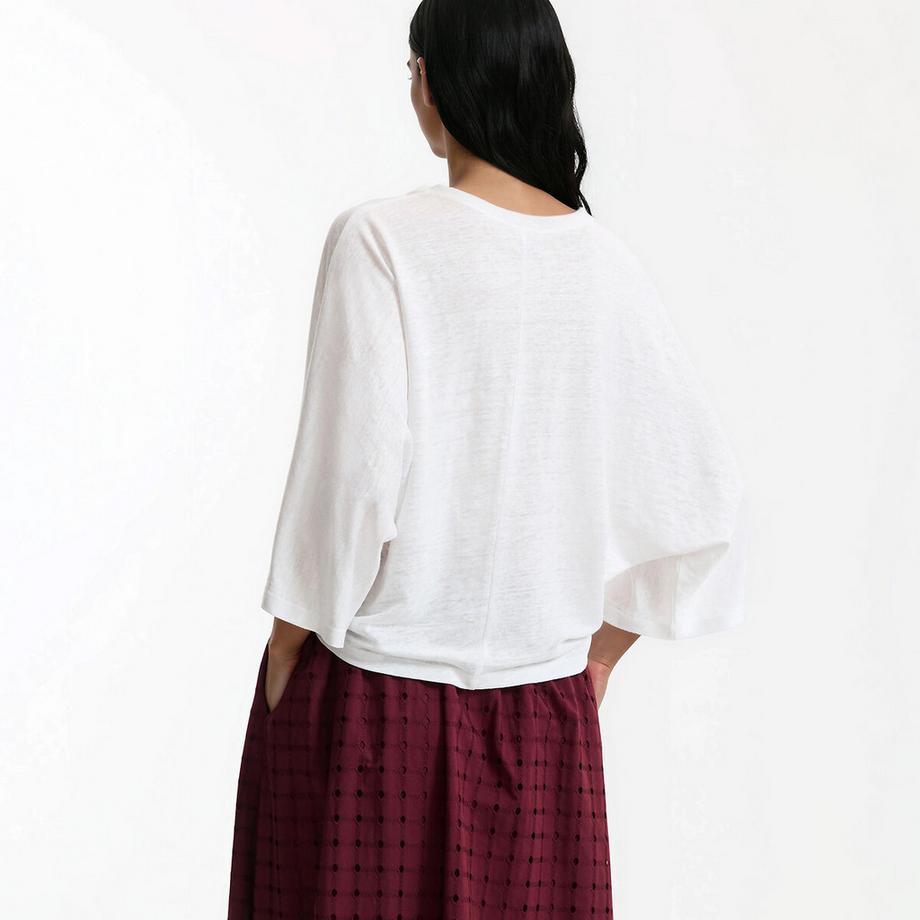 La Redoute Collections Lin Col Rond Manches Larges T-Shirt  