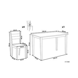 Beliani Essgruppe für 4 Personen aus Gummibaumholz Modern GEORGIA  