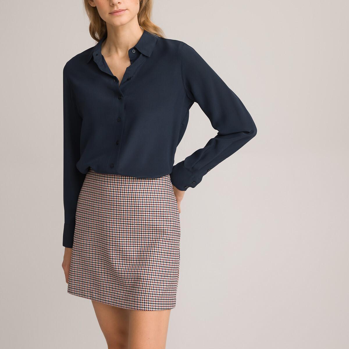 Image of Seidenbluse Mit Langen Ärmeln Damen Blau 36