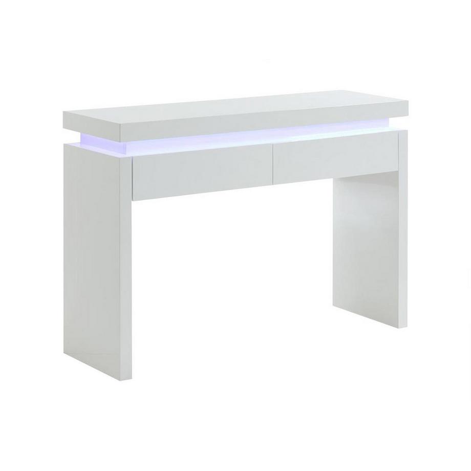 Vente-unique Console con 2 cassetti LED MDF laccato bianco EMERSON  