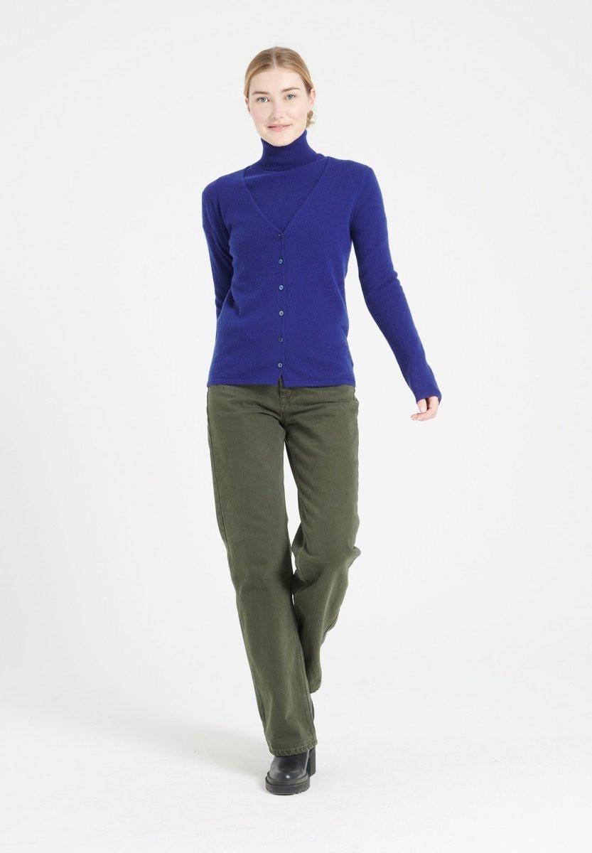 Image of Lilly 7 Strickjacke Mit V-ausschnitt, Tailliert - 100% Kaschmir Unisex Nachtblau XL