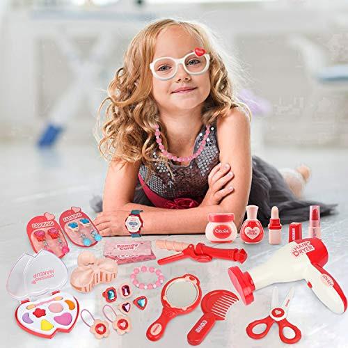 Activity-board  Ensemble de maquillage pour enfants, jouet de coiffeur princesse avec de nombreux accessoires - 28 pièces 