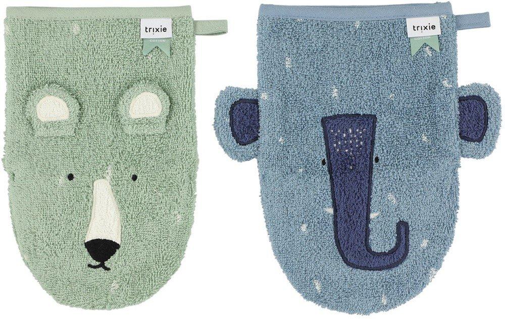 Trixie  Trixie Gant de toilette2-pack - Mr. Polar Bear - Mrs. Elephant 
