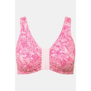 Ulla Popken  Bustier in microfibra con stampa ispirata al pizzo e chiusura anteriore 