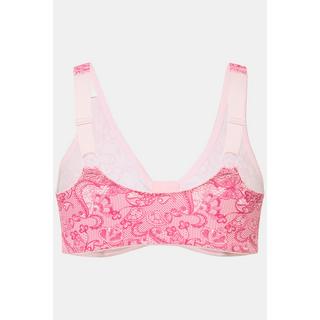 Ulla Popken  Bustier in microfibra con stampa ispirata al pizzo e chiusura anteriore 