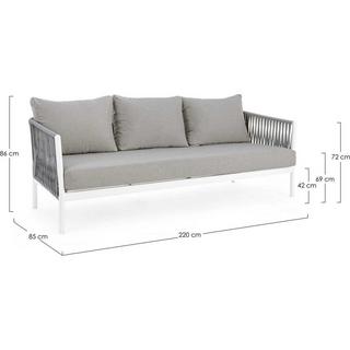 mutoni Gartensofa Florencia Dreisitzer mit Kissen weiss  